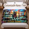 Coperta Morbida a Tema Dinosauri Personalizzata con Stampa Nome Testo Coperta Calda Decorazione Divano Casa Camera da Letto