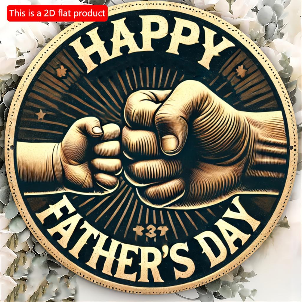2d Flat 20*20cm, Wooden Happy Father'S Day Vintage Wooden Sign, Round Wall Decor for Home, Farmhouse, Porch and Bedroom, Perfect Holiday Gift