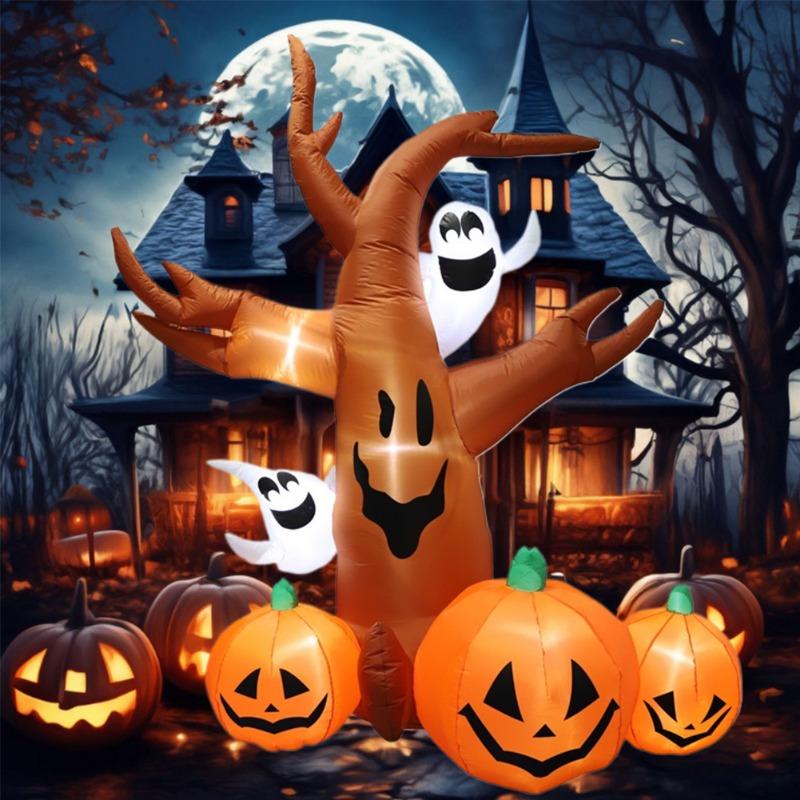 Inflatable Toy Scary Pumpkin Tree Halloween Inflatable Model Luminous Day of the Dead Halloween Atmosphere Decoration Model