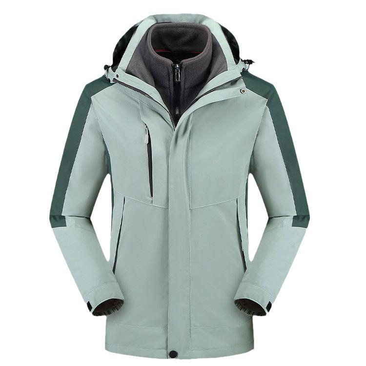 Custom Logo 3-in-1 Windbreaker with Fleece Down, Warm Jacket for Autumn/Winter, Embroidered Workwear.