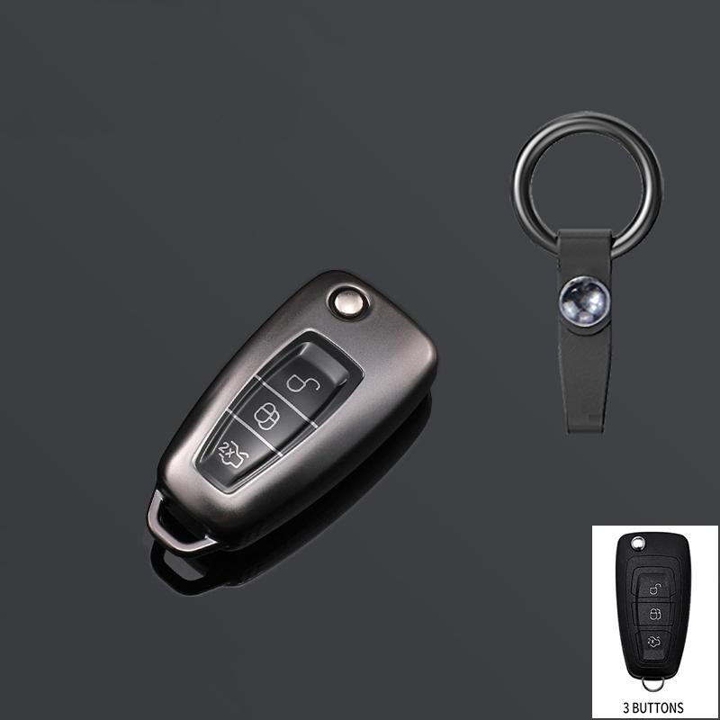 TPU Car Flip Key Case Cover Shell Fob For Ford Ranger C-Max S-Max Focus Galaxy Mondeo Transit Tourneo Custom MK3 MK4 Accessories