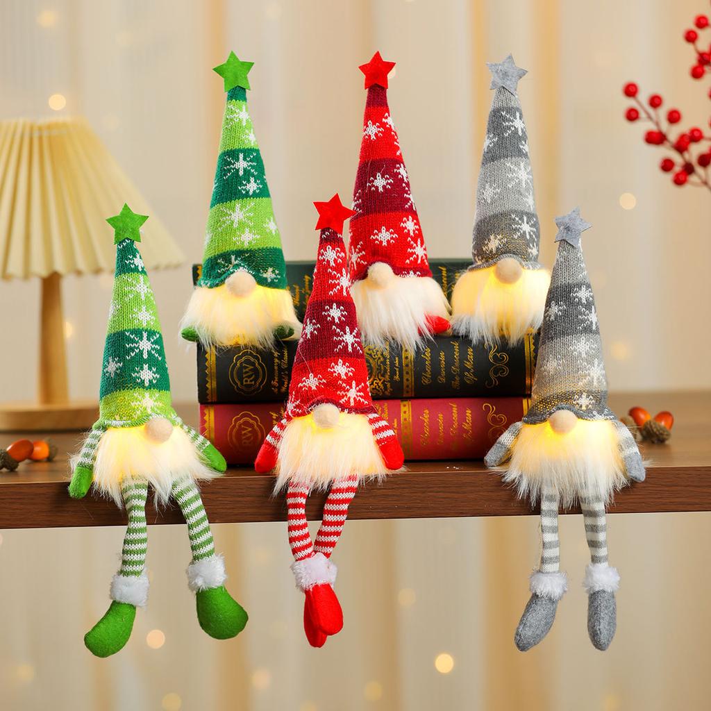 Christmas Faceless Doll Ornaments LED Light Plush Knitting Crafts Tree Pendant Christmas Decorations Home Kids Gift