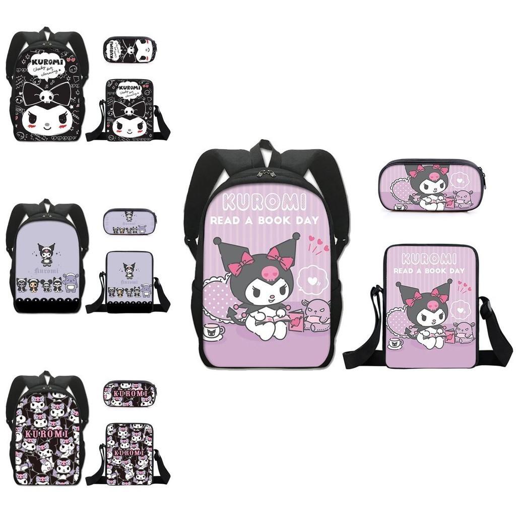 Kuromi Student Backpack Set With Pen Case And Shoulder Bag