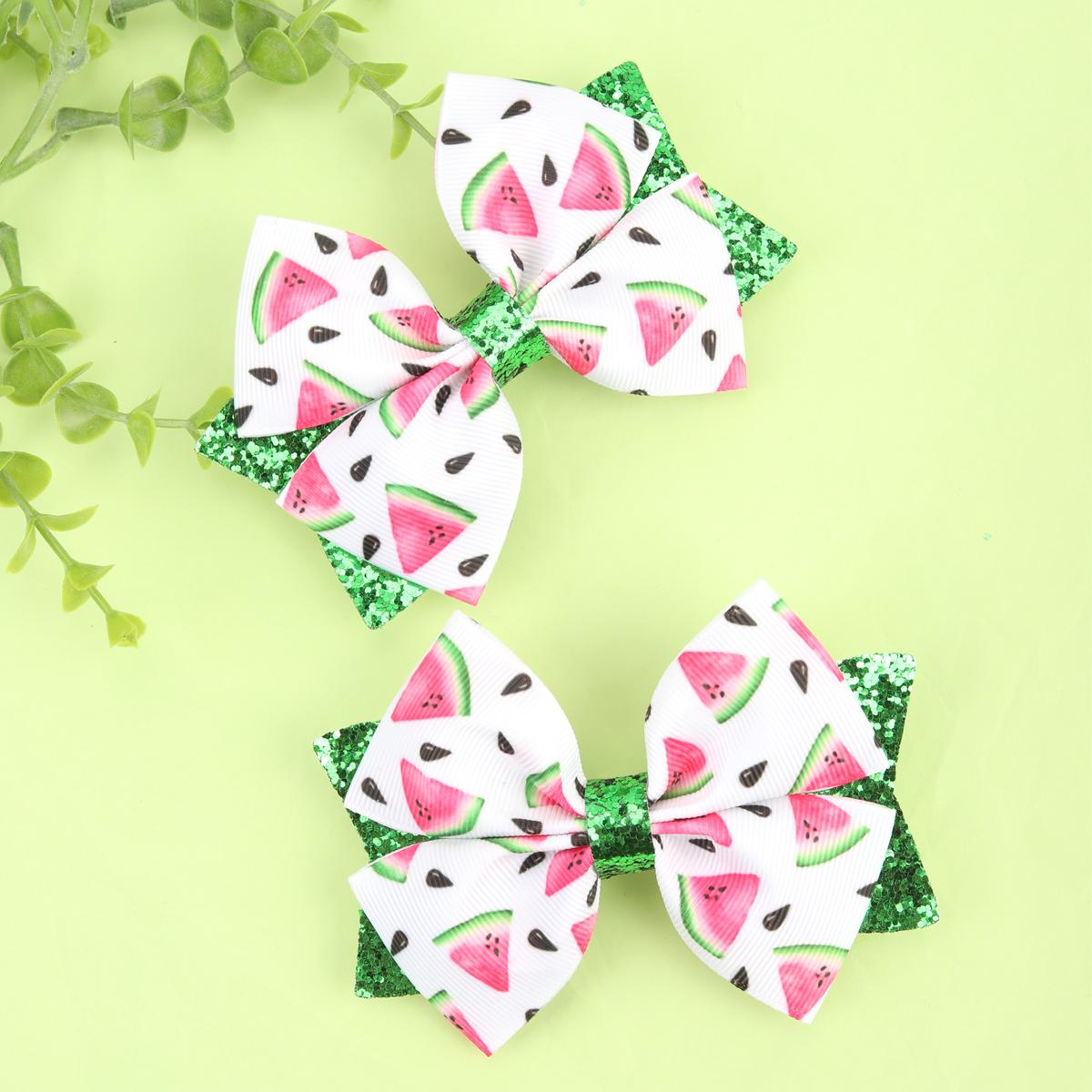 

Заколки для волос с принтом арбуза с клипсой, блестящие заколки с пайетками для девочек, детские заколки-автоматы, детские заколки ручной работы, аксессуары для волос