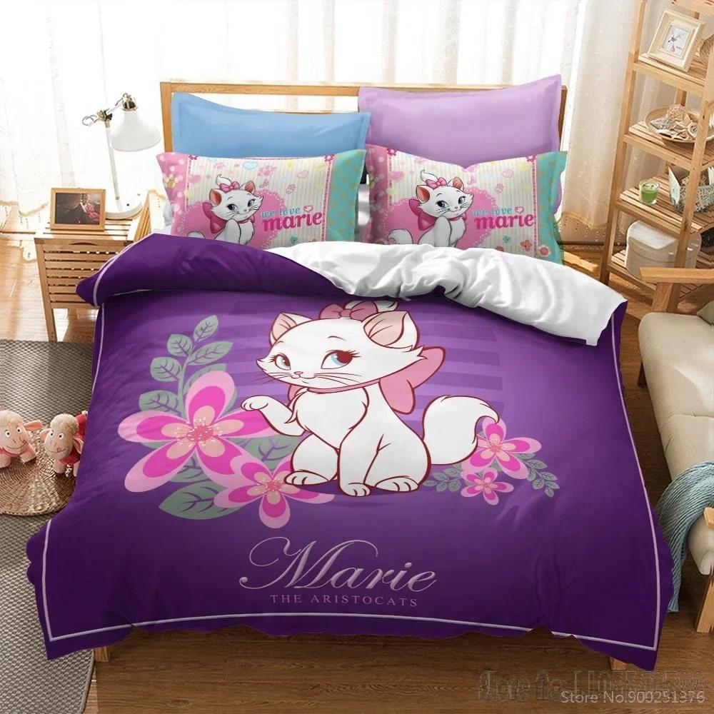 3D Print Cartoon Marie Cat Duvet Cover Set HD Comforter Cover for Kids Bedding Sets Bedclothes Bedroom Decor
