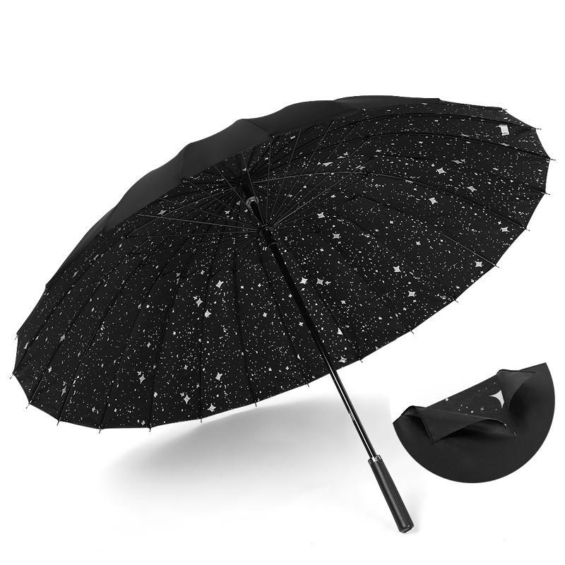 Manual Long-handled Double-layer 24-bone Reinforced Umbrella, Double One-click Open Handle, Men's Umbrella Can Be Added.