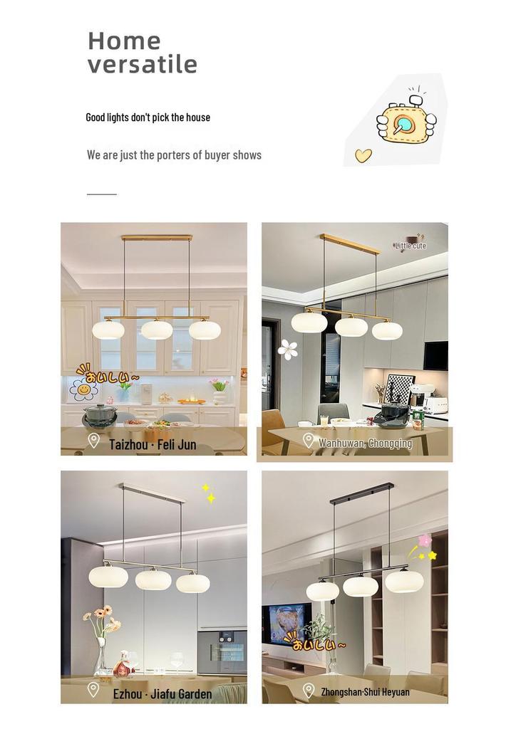 Three-Head Bauhaus Persimmon Pendant Light - Retro Designer Dining Table Light Wabi-Sabi Glass Style