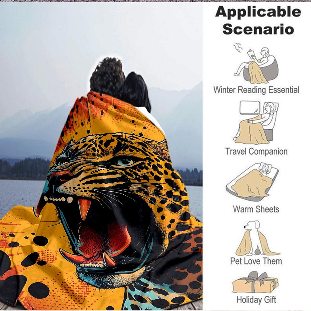 1PC Leopard Print Blanket, Throw For Sofa, Bed, Travel, Printing Blanket With Soft And Warm Fabric Yy250918146