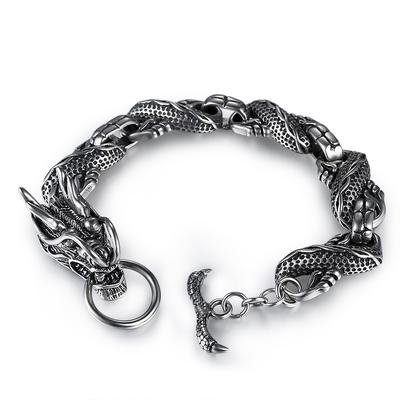 2026 Bracelete Dragão Religioso Dominador, Acessórios de Pulseira Personalizados em Aço Titânio Fundido Retrô