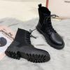 Black Martin Boots Women's 2025 Thick-soled Short Boots Flying Weaving Leisure Sports Lace-up Skinny Boots Children's Tide