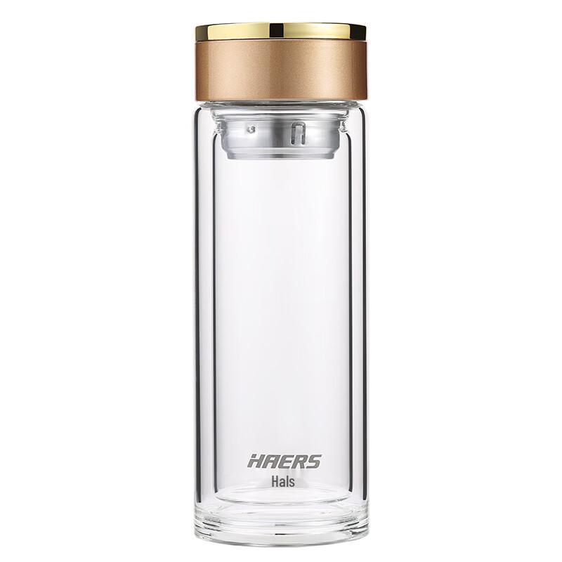Haers Double-Layer Borosilicate Glass Water Bottle with Tea Infuser