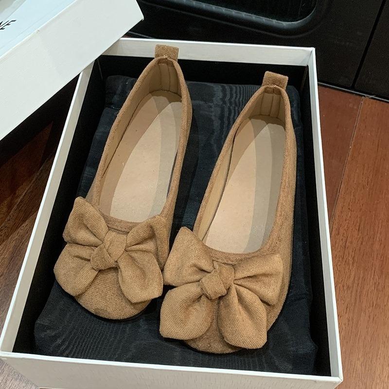 Fashion 2025 Bow Flats Women Shallow Shoes Designer Suede Elegant Shoes Autumn New Trends Fad Casual Sneaker Walking Zapatillas De Mujer