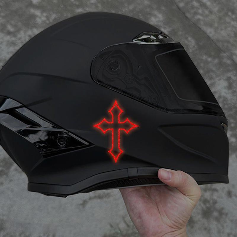 2 Pcs Reflective Cross Stickers Durable Anti-scratch Decals for Motorcycle Helmets Car Windows Bike Frames Off-road Riding Use
