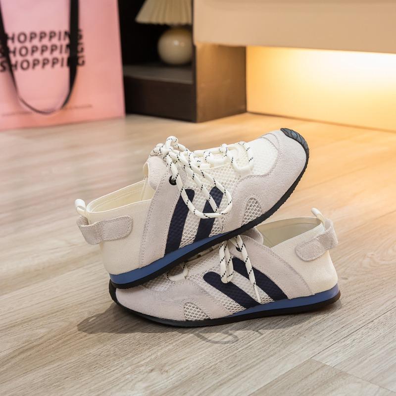 

Mesh little white shoes women s summer new flat bottom retro breathable lightweight soft bottom sports 35 бежевый