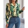 Autumn Winter Contrasting Color Shirts Women 2025 Casual Notched Long Sleeve Single Breasted Blouse Elegant Office Lady Clothes