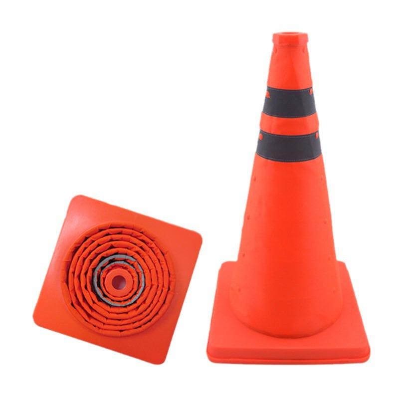 Car with Retractable Traffic Cones: Folding, Reflective, Triangular, and Portable Emergency Parking Warning Indicators