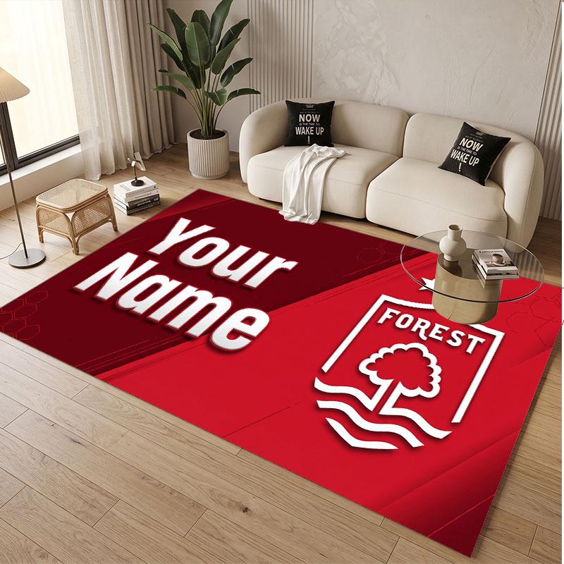 Benutzerdefinierter Teppich Nottingham Forest Muster Druck Name Text Weicher Rutschfester Boden Teppich für Heim Innen Dekoration
