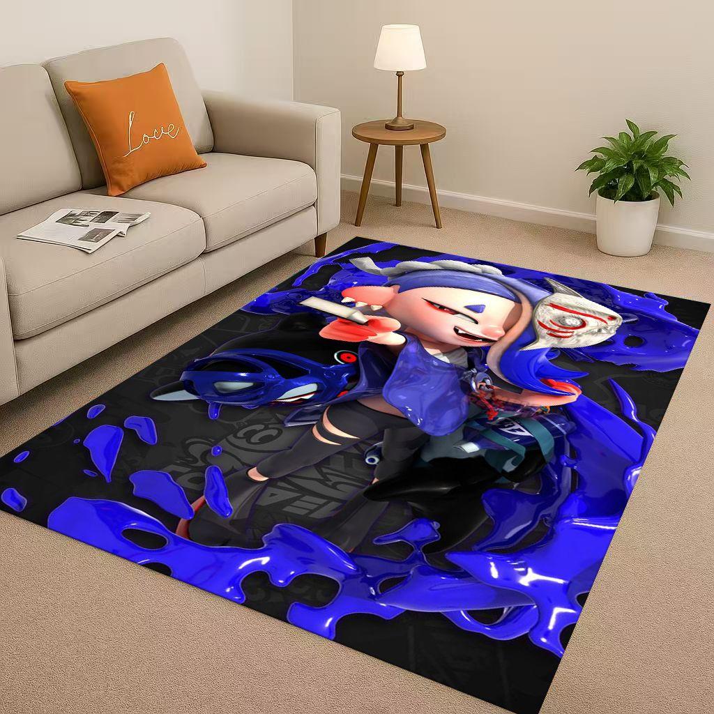 3D Splatoon Game Cartoon Living Room Non Slip Area Rug Soft Carpet for Bedroom Playroom Sofa,Easy Clean Home Decor Doormat