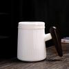 Chaxun White Porcelain Filter Mug Set with Ebony Wood Handle