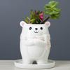 Adorable Ceramic White Bear Er Vase Container Pot, Breathable