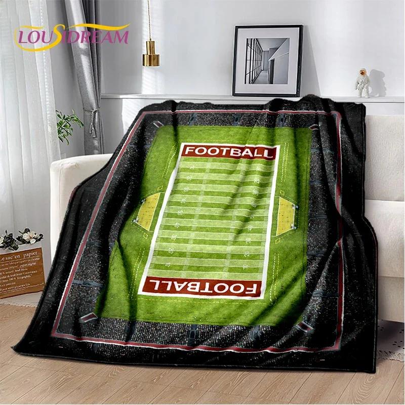 Cartoon 2025 Rugby Field Rugby American Football Soft Blanket,Soft Throw Blanket for Home Bedroom Bed Sofa Travel Cover Child