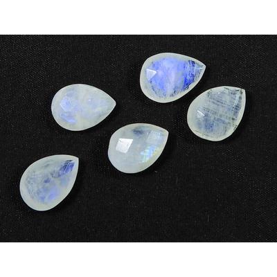 10X12MM Natural Rainbow Moonstone Briolite Pear Cut  Loose Gemstone 5Pcs Lot RML-966