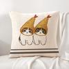 Cute Cat Cartoon Animal Cushion Cover Natural Linen Organic Fabric DoubleSided Printing Sofa Home Decor Breathable Bed Pillow