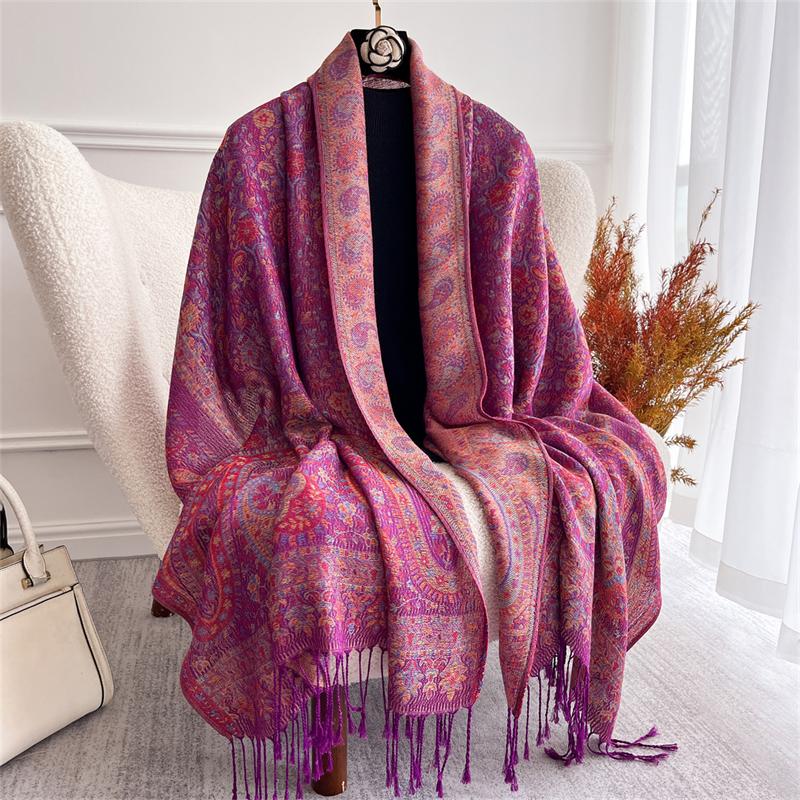 Women Paisley Scarf Cashmere Feeling Pashmina Shawls Tassel Hijab Head Wraps Femme Winter Scarves Foulard Bufanda