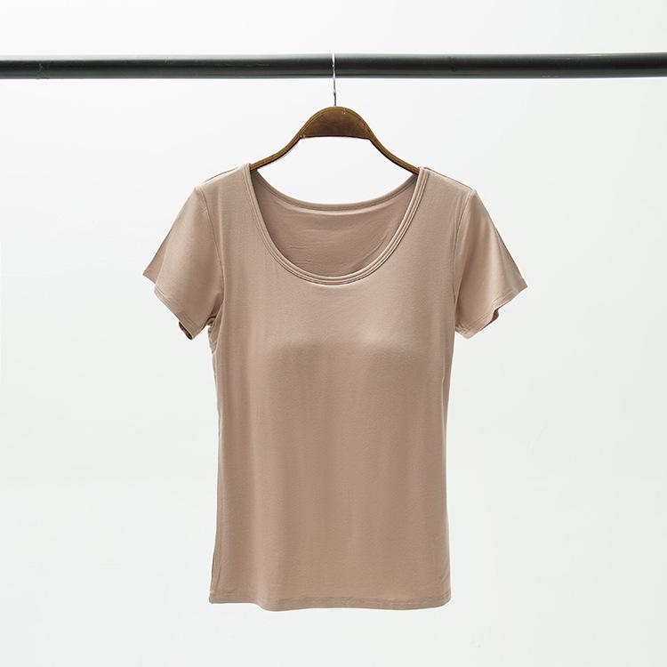 Damen Sommer T-Shirt mit gepolsterten Cups ohne Bügel und kurzen Ärmeln