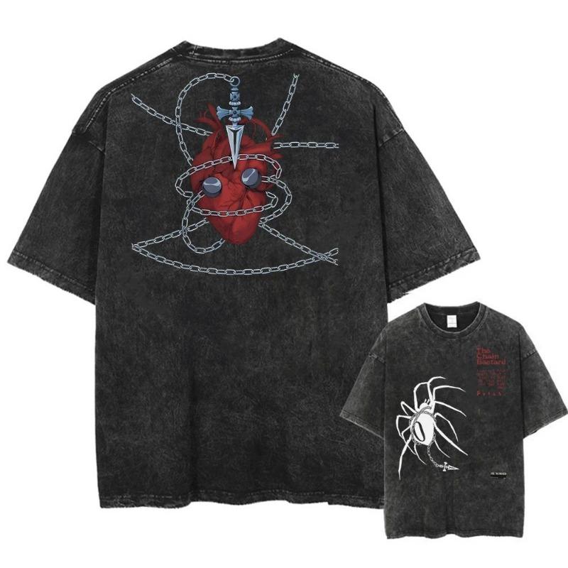 

Y2k Tshirt Men Clothing New in Top & Tees Mens T-Shirt Camisetas Anime Hunter X Hunter Hisoka And Chrollo Logo Washed 61306 S
