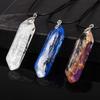 Hexagon Natural Stone Necklace With Crystal Bullet Pendant For Wear Fashion
