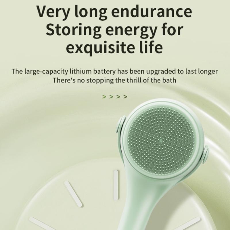 Electric Soft Body Bath Brush Shower Scrubber Double Handle Back Rubbing Machine Long Handle Cleaning Brush Bathroom