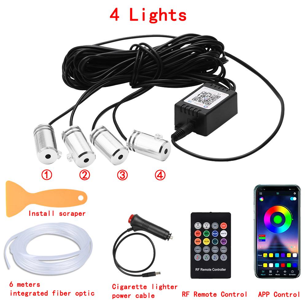 RGB Led Car Interior Atmosphere Ambient Lights 6/8m Neon Fiber Optic Light Strips USB APP Music Control Auto LED Decorative Lamp