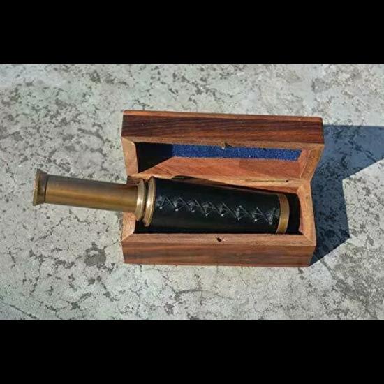

Антикварный телескоп Пират 9 дюймов с деревянной коробкой Индия Морской Рождество
