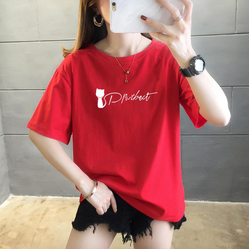 Summer pure cotton Casual loose student T Shirt Women's Y2k Tops Harajuku funny cartoon print Short Sleeve T-shirts Women