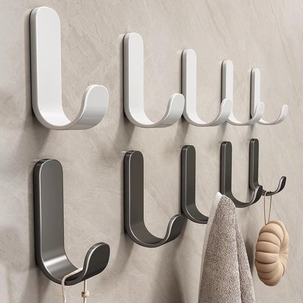 5 Pcs Strong Adhesive Wall Organizer Hook J-hook Design Waterproof Adhesive Towel Holder Rack Multi-purpose Hanging Hook