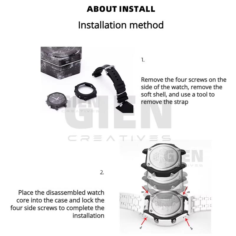 GA2100 Mod Kit Steel Case Strap For Casio G-SHOCK GA-2100 GA-2110 GA-B2100 Modified Metal Watch Bezel Watchband Set Accessories