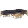 Garden Furniture Set - EXCLUSIVE HOUSE - 6 Pieces - Bamboo - Dark Grey - Removable Cushions