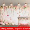 1Pcs Romantic Floral Butterfly Fresh Vines Decoration Background Spring Backdrop Decorations For Photo Studio Photo Booth Party