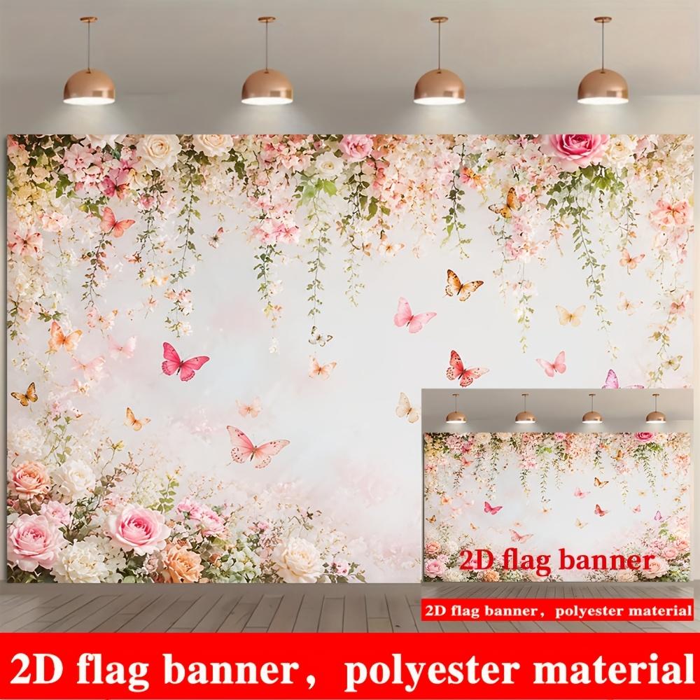 1Pcs Romantic Floral Butterfly Fresh Vines Decoration Background Spring Backdrop Decorations For Photo Studio Photo Booth Party