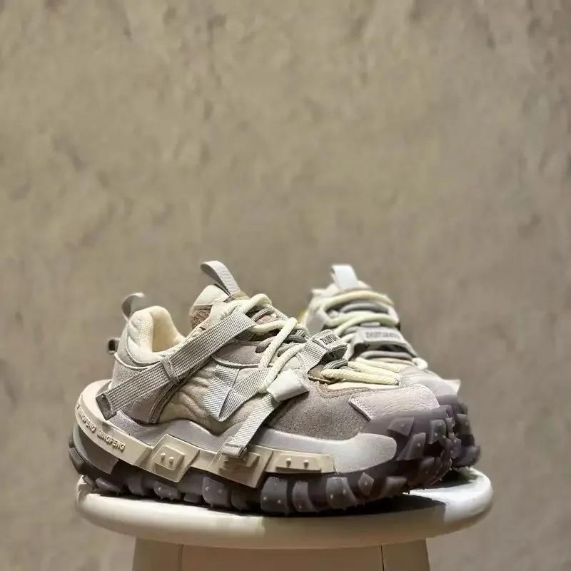 Modische Klobige Sneaker Herren Designer Reifensohle Laufschuhe Mode Lässig Mikrofaserleder Stoff Erhöhte Interne Plateau Schuhe