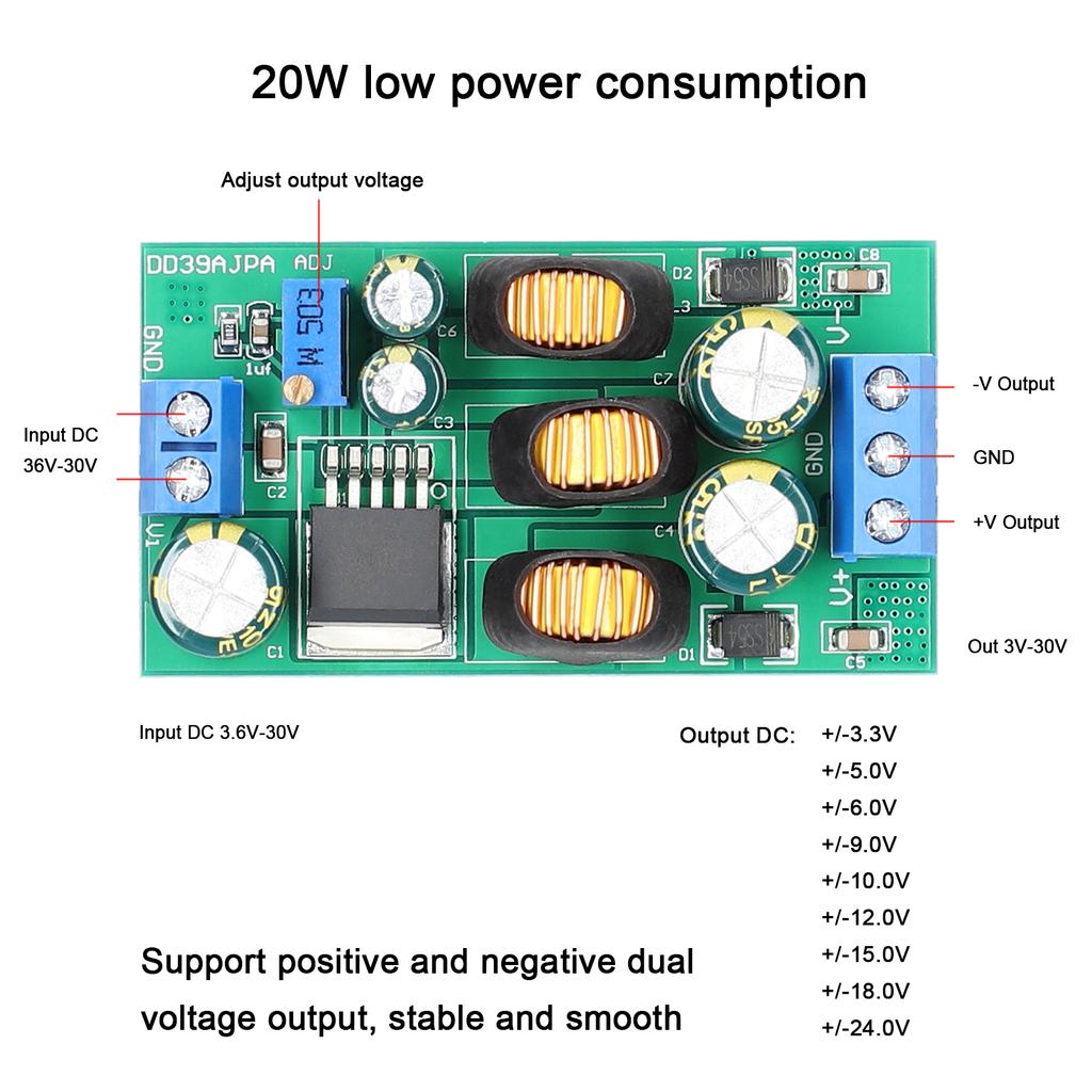 DC DC Boost Buck Converter 3.6 30V To +  3 30V Voltage Step Up Down Power Supplys Module 20W Positive Negative Dual