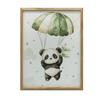 Poster Panda On Parachute - Endless Sky Poster Panda On Parachute - Endless Sky, 50X70 Cm, Wooden Frame Light Oak, Matte Paper 230 G