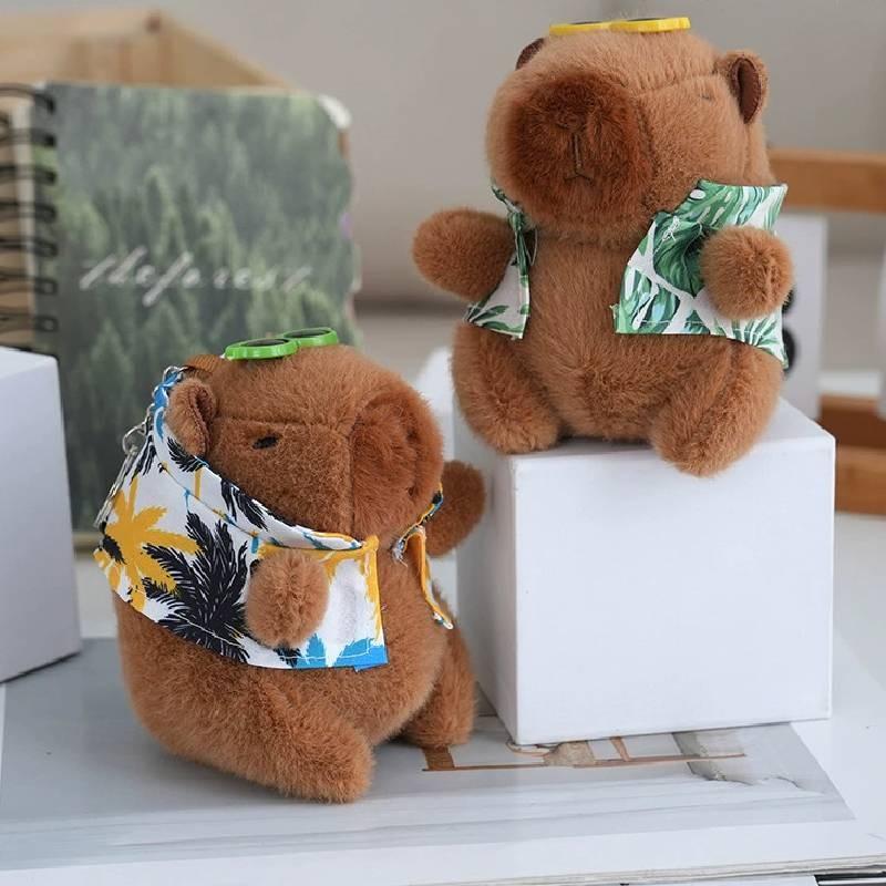 Capybara Summer Wear Plush Keychain Bag Pendant Cartoon Decoration Gift Kids