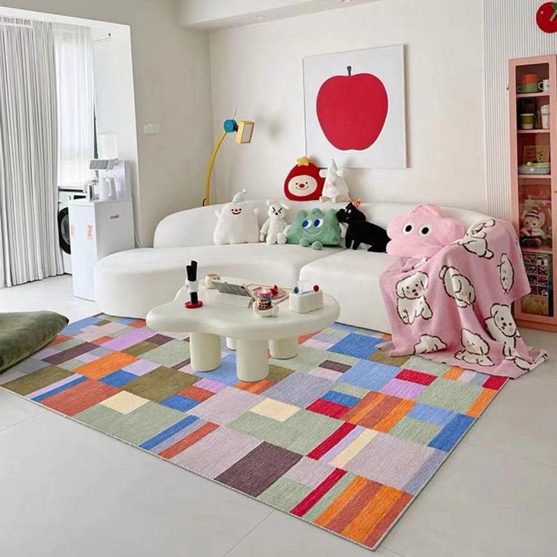 Cream Edopamine Ring Velvet Rug Quiet Waterproof Living Room Coffee Table Rug Bedroom Rug Bedside Rug Home Decor