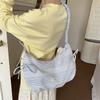Borsa a mano da donna con fiocco e pieghe, borsa da spalla