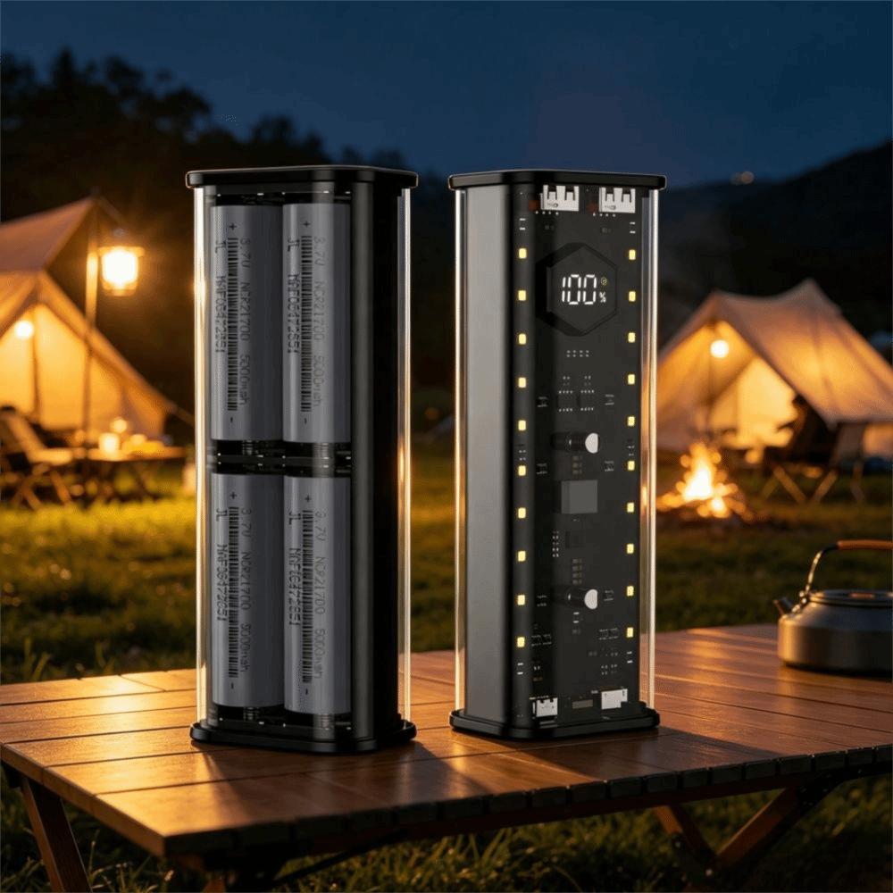 Transparent Power Bank Case Portable Battery Storage Box DIY Project Battery Shell Night Light