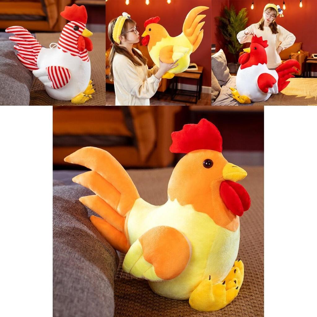 Cute Colorful Plush Rooster Stuffed Animal Cartoon Chicken Toy In Polka Dot And Striped Designs For All Ages