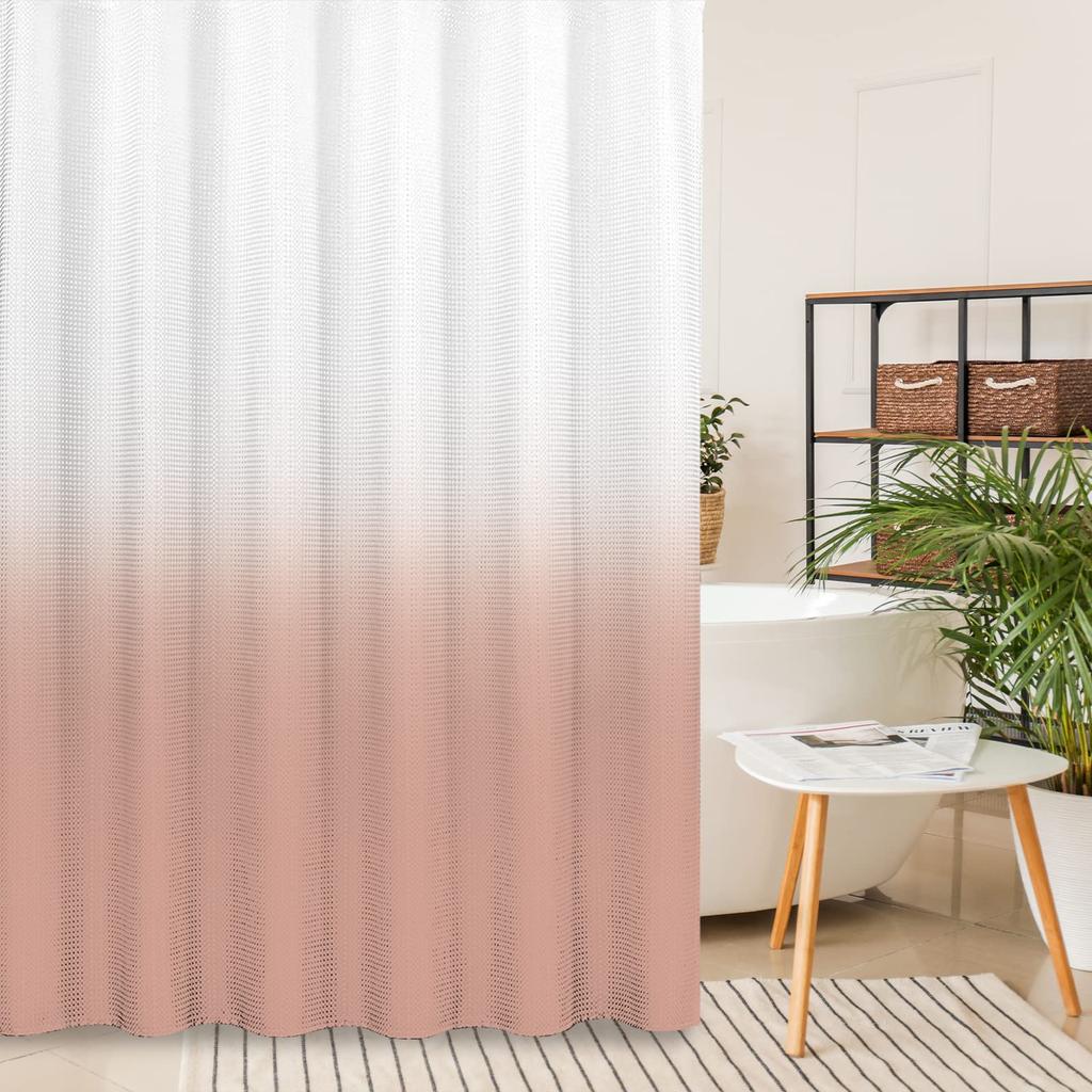 Ombre Beige Sage Shower Curtain, Lime Green Texture Fabric Gradient Bathroom Decor Waterproof Bathroom Curtains Set with Hooks