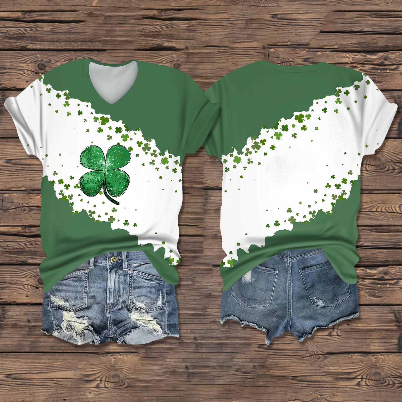 

Женская повседневная одежда St. Футболка с короткими рукавами и V-образным вырезом с принтом Патрика L армия зеленый